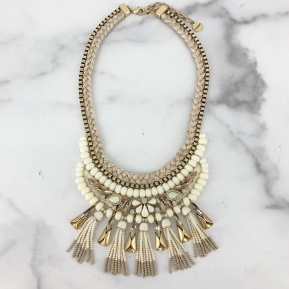 Stella & Dot | Ivory White + Vintage Gold Eloisa Statement Tassel Neckla… - Picture 10 of 15